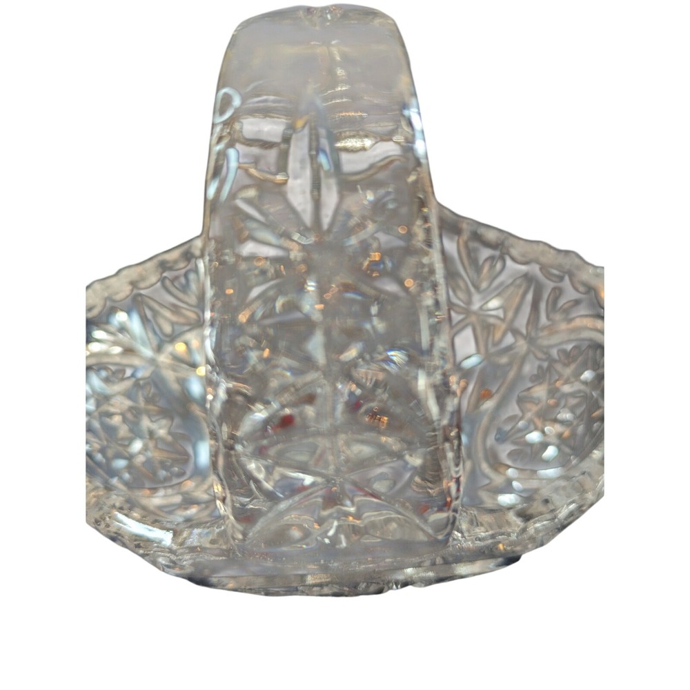 Bohemian Czech Hand CutLead Crystal Cut Glass Basket 5" Trinket Ring dish - Picture 6 of 8
